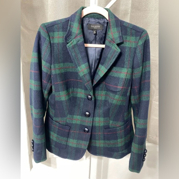 Talbots Jackets & Blazers - Talbots Women's Tartan wool Blazer - Navy and Green